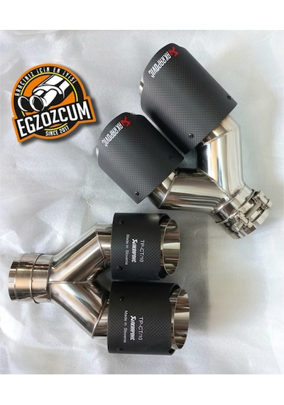 90 Mm. Akrapoviç Egsoz Eksoz Ucu İçi Krom Dual Çiftli Mat Karbon Sağ/sol Takım Uyumlu
