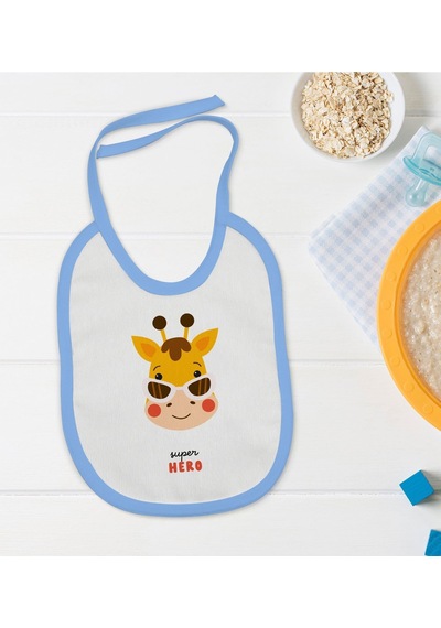 Bk Kids Super Hero Tasarımlı Mavi Bebek Mama Önlüğü Mavi