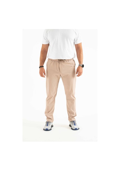 Longberg Erkek Beli Lastikli Bağcıklı Mevsimlik Jogger Spor Pantolon Bej