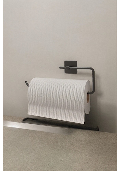 Siyah Yapışkanlı Kare Havluluk Ve Fön Askısı Seti 5'li Banyo Seti Siyah