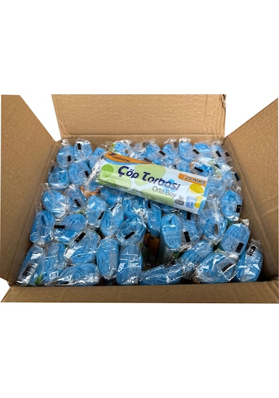 Canhome Mavi Orta Boy 55 x 60 CM 30 Litre Çöp Torbası Poşeti - 20 Adetlik 50 Rulo - Koli
