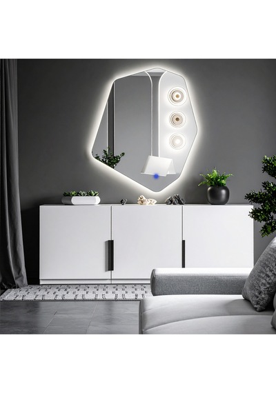 Vortex Beyaz Led'li Lavabo & Banyo Aynası Dokunmatik Sensörlü 90 X 76