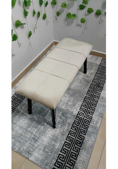 Özcan Metal Özel Tasarım Metal Ayaklı Metal Kasalı Bench Mutfak Salon Antre Yatak Odası Puf Bank Bej