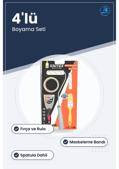 Boyacı Seti Fırça Rulo Maskeleme Bandı Spatula Boyama İşleri İçin