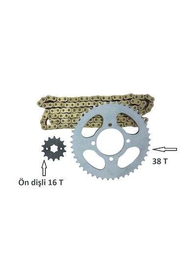 Honda Cbr 125 R Performans Zincir Dişli Takımı Arka 38t -ön 16t Oringli Gold Zincir 2011-18 Arasmoto