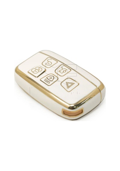 Lüx Land Rover Range Rover Vouge Uyumlu Sport Nano Anahtar Kılıfı Beyaz Gold Altın Renk