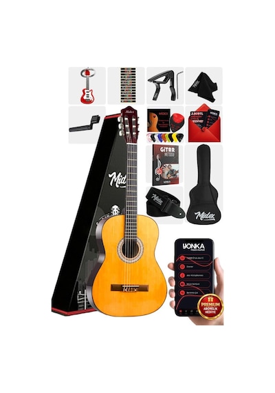 Midex Cg-270m Doğal Renk Klasik Gitar 4/4 Yetişkin Boy Sap Ayarlı Full Set