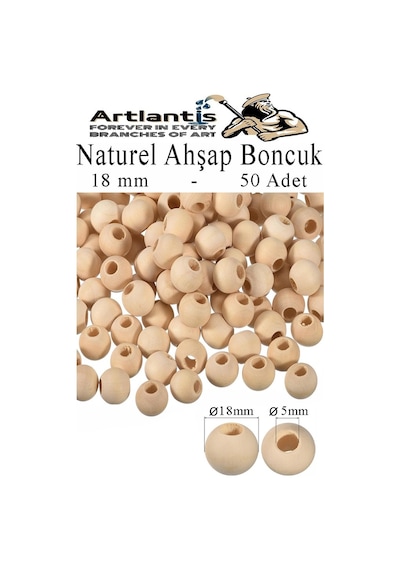 Naturel Ahşap Boncuk 18mm 50 Li 1 Paket Ham Boyanabilir Ahşap Yuvarlak Doğal Boncuklar Takı Tasarım Ektinlik Kreş Okul