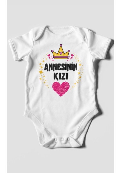 Morivokids Annesinin Kızı Kısa Kollu Bebek Body %100 Pamuk Beyaz