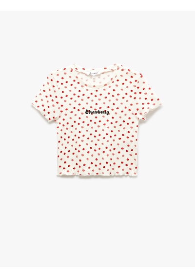 Koton Kısa Kollu Crop Bisiklet Yaka Çilek Baskılı Tişört Ekru Desenli 5sal10021ık Ekru Desenli Ekru Koton Kısa Kollu Crop Bisiklet Yaka Çilek Baskılı Tişört Ekru Desenli 5sal10021ık Ekru Desenli Ekru