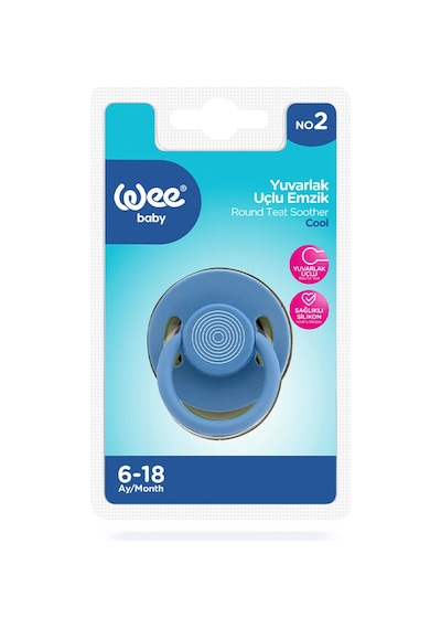 Wee Baby Cool Yuvarlak Uçlu Emzik No:2 Mavi 6-18 Ay