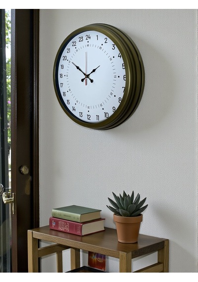 40 Cm Eskitme Metal 24 Saat Göstergeli Özel Tasarım Duvar Saati Pl-4097e