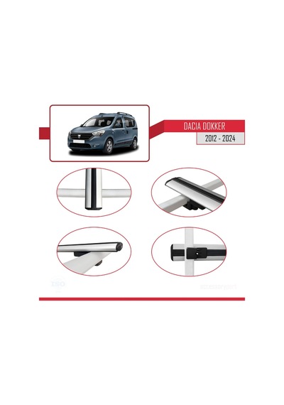 Dacia Dokker 2012 Ve Sonrası İle Uyumlu Basic Model Ara Atkı Tavan Barı Gri 3 Adet