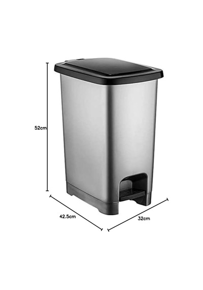 Sy4284 60 Lt Slim Pedallı Gri Plastik Çöp Kova Siyah Kapak Diğer