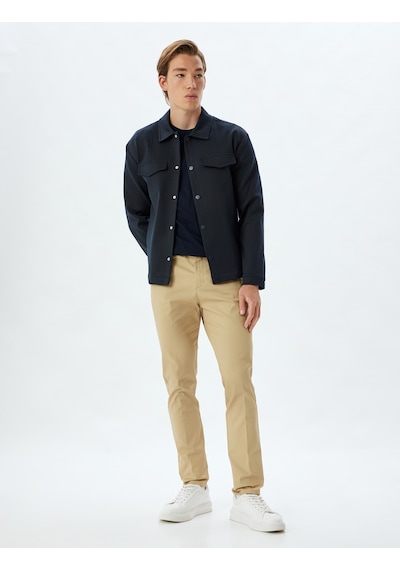Koton Chino Pantolon Slim Fit Cep Detaylı Pamuklu Bej 5wam40037hw Ekru