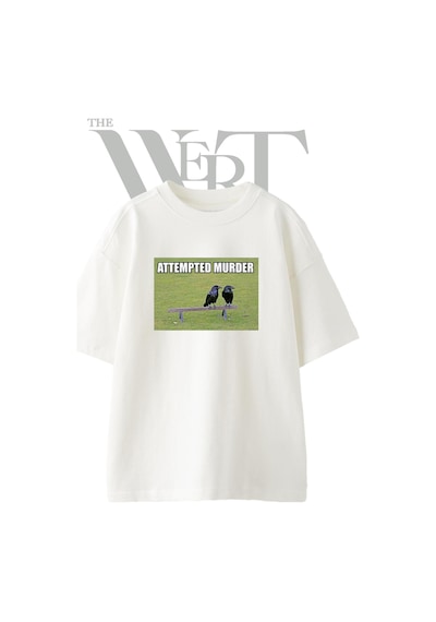 Thewert Attempted Murder Meme Tasarım Baskılı Ünisex Beyaz Oversize T-shirt