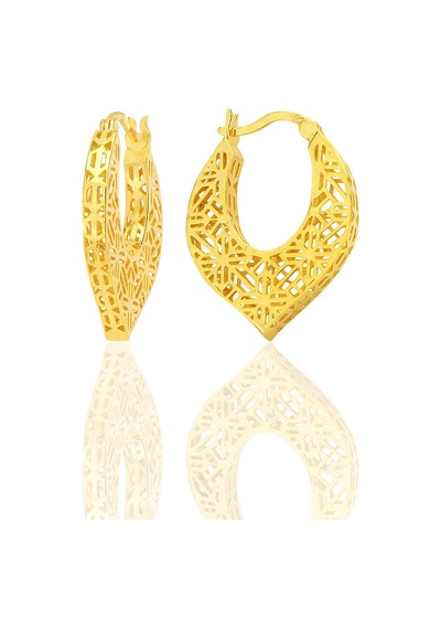 Gümüş Altın Yaldızlı Özel İşçilikli Füzyon Oval Küpe