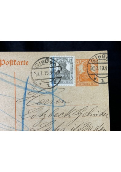 Antiye Almanya Reich Dönemine Ait 1910 Yılında Postadan Geçmiş Posta Kartı Damgalı Kendinden Pullu 7 1/2 Pfennig Ve 2 1/2 Pullu Germania Deutsches Reich