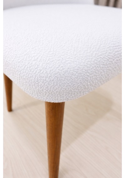 Mutfak Sandalye Kılıfı-büyük Oval Likral Kum Desen Yıkanabilir Lastikli Sandalye Örtüsü Chair Cover Krem