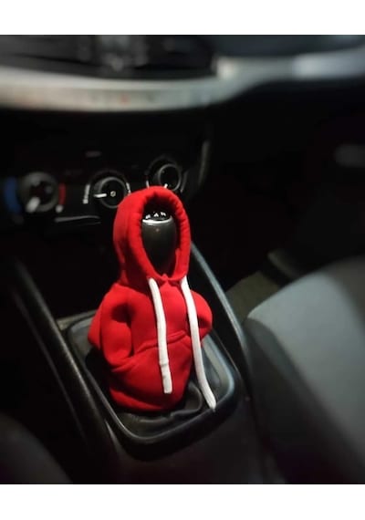 Vites Kılıfı Uyumlu Kapşonlu Sweatshirt Vitese Geçmeli Vites Topuzu Kılıfı Kırmızı