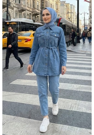 Hb Harma Time Butik Kadın Taş İşlemeli Açık Kot Mavi Tunik Pantolon İkili Takım Açık Mavi Hb Harma Time Butik Kadın Taş İşlemeli Açık Kot Mavi Tunik Pantolon İkili Takım Açık Mavi