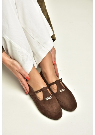 Fox Shoes Z820770502 Kahverengi Süet T-bantlı Mary Jane Babet