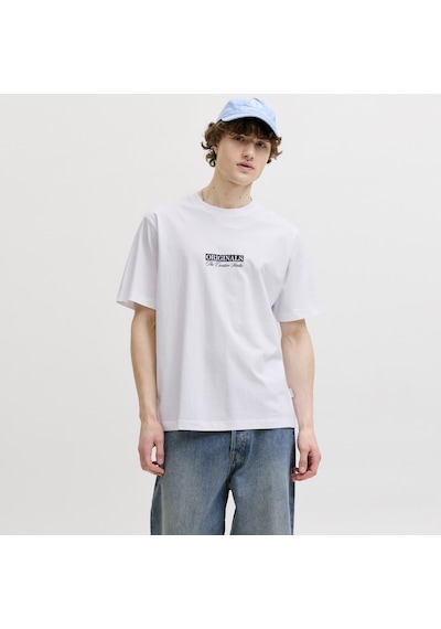 Jack & Jones Erkek Gögüs Baskili Bisiklet Yakatisört - Savona - 12310070 Beyaz