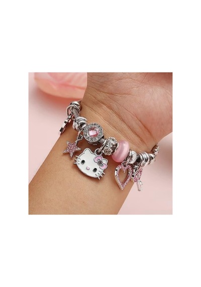 Lunarie Pembe Hello Kitty Figürlü Dolu Charm Kelepçe Bileklik Çok renkli