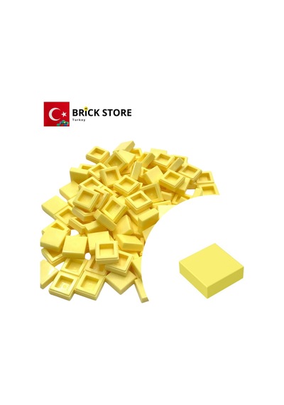 Yedek Parçalar, 100 Adet 1x1 Tile Düz Fayans Parçası, Açık Sarı Rengi, 3070