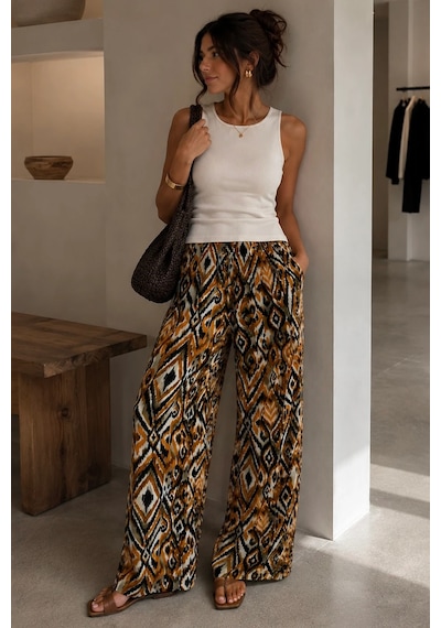 Bbbutikbasic Desenli Bol Paça Viskon Pantolon Günlük Şık Kadın Pantolon My3535 Desen5 Bbbutikbasic Desenli Bol Paça Viskon Pantolon Günlük Şık Kadın Pantolon My3535 Desen5