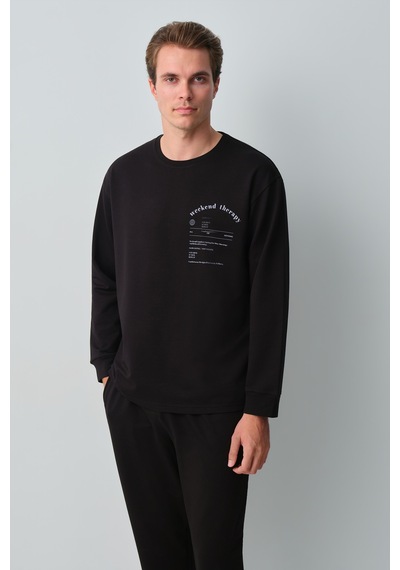 Suwen Weekend Erkek Pamuklu Pijama Takımı Msh10510343012 Siyah