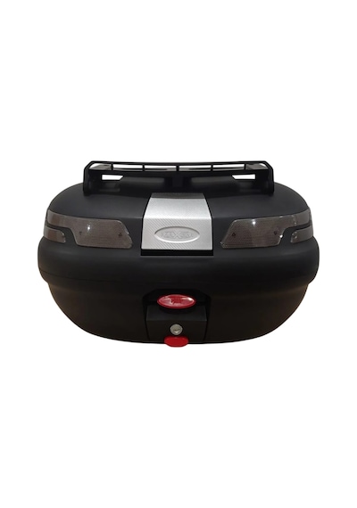 Motosiklet Arka Çanta Sl-45 Litre Sırt Dayama Ve Üst Bagaj Full Set Siyah Reflektör Siyah