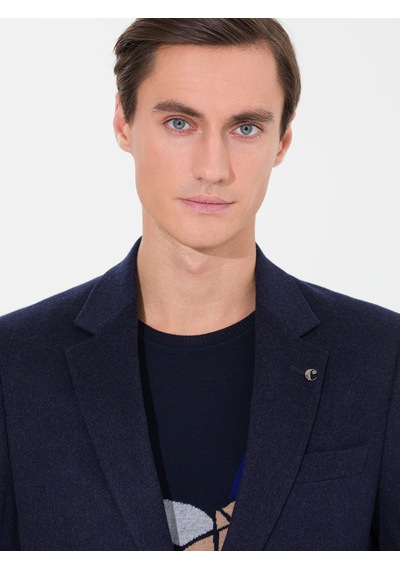 Cacharel Lacivert Slim Fit Kaşmir Ceket