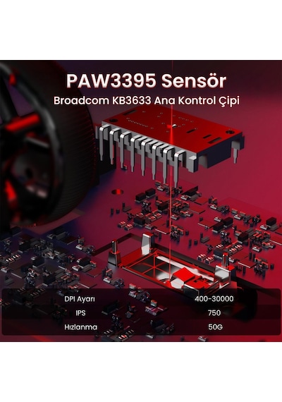 Aula Sc900 Max Paw3395 Sensör 30000 Dpı 8000hz Kablolu Ve Kablosuz Gaming Oyuncu Mouse Kırmızı Sc900-mxrd