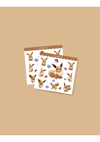 Eeve Pokemon Sticker Set Mat Kağıt 2 Adet