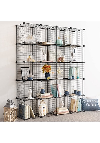 20 Bölmeli Çok Amaçlı Metal Tel Dolap Organizer Siyah