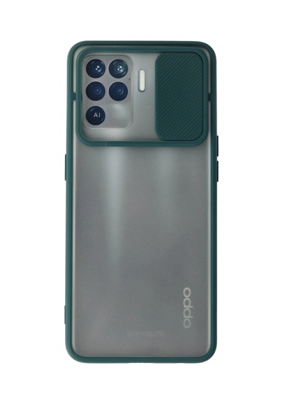 Oppo Reno 5 Lite Kılıf Palm Buzlu Kamera Sürgülü Silikon - Yeşil -
