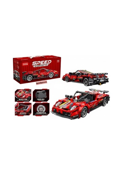 Speed Racing Pro Kırmızı Yarış Arabası Yapım Seti 513 Parça Spor Araba Blok Oyuncağı