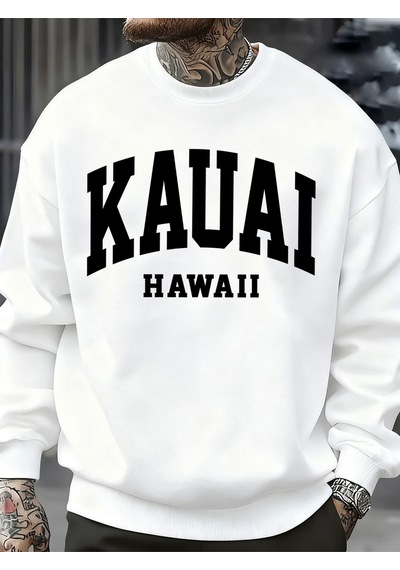 Startmore Startmorekauai Hawaii Mektup Baskılar Erkek Kazak Moda Hip Hop Kazak Polar Büyük Boy Giysiler Sonbahar Beyaz