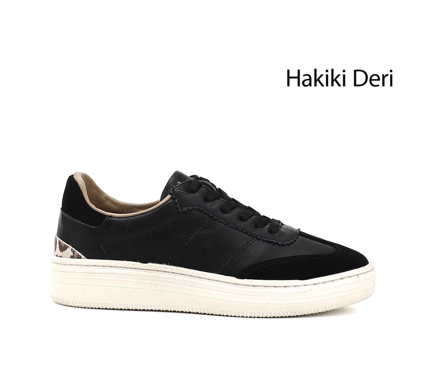 Gönderi(R) Gönderi R Kadın Siyah Lastik Bağcıklı Dolgu Taban Hakiki Deri Sneaker Ddza83742855 Siyah