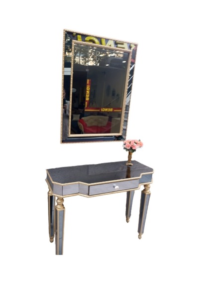 Dresuar Hayal Model Çekmece Geniş Tabla Gold Cam Ayna Kaplama  Ay Ceviz