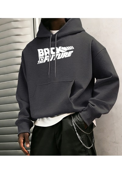 Startmore Startmoregeleceğe Dönüş Baskılı Sokak Günlük Kapüşonlu Üstleri Erkek Polar Modası Sweatshirtler Sonbah Antrasit