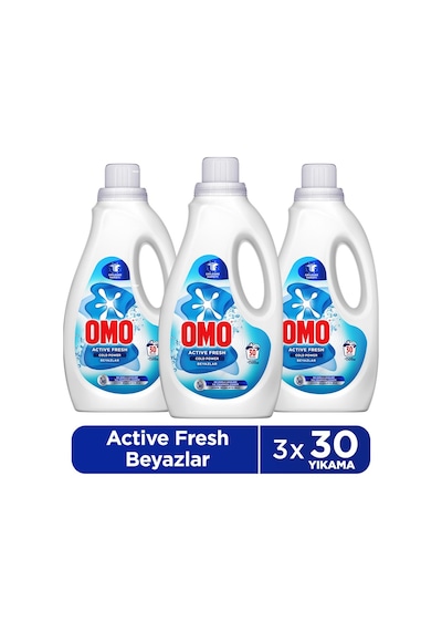 Omo Active Fresh Cold Power Beyazlar İçin Sıvı Deterjan 3 x 1500 ML