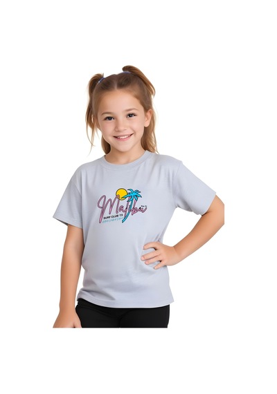 Fyk Kids Kız Çocuk Basic Malibu Baskılı T-shirt Gri