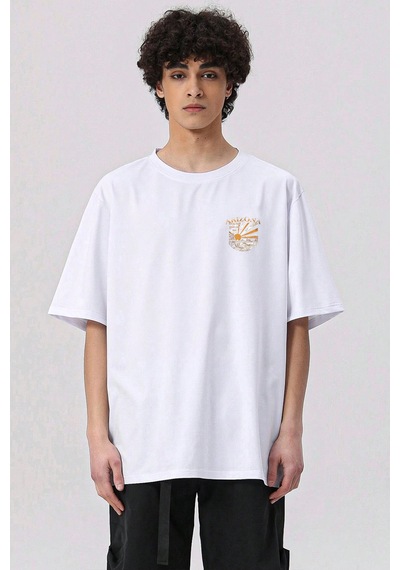 Unisex Sırt Baskılı Arizona Oversize Tshirt Beyaz