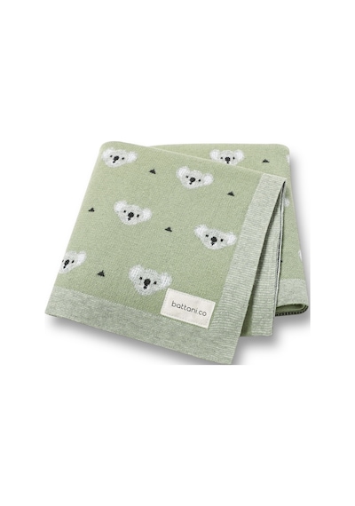 Kız Ve Erkek Bebek Için Triko Örgü Bebek Battaniyesi Mint Koala 90cm X110cm Yesıl5 Yesıl5