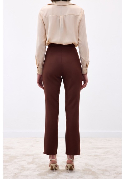 Sateen Aksesuar Detaylı Pantolon - Kahve-136684 kahve