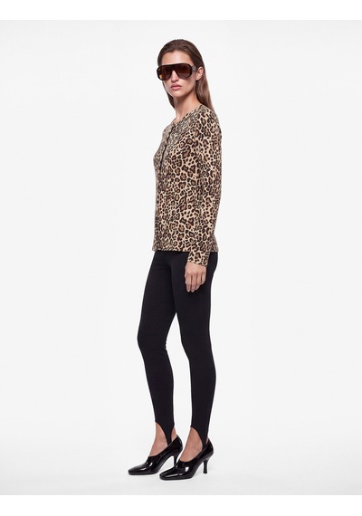 Koton Slim Bisiklet Yaka Uzun Kollu Leopar Desenli Peplum Hırka Bej Desenli 7wak30126ek Ekru