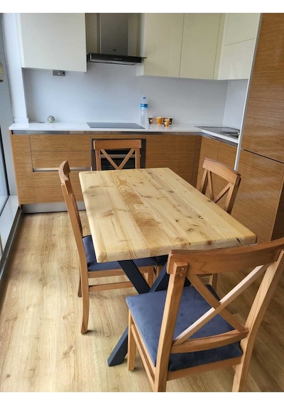 Doğal Ahşap Yemek Masası-80-200-76 Cm-w Ayak