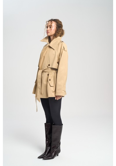Mai Collection Mai Studios Co. Tyra Camel Kemerli Kısa Trençkot CAMEL